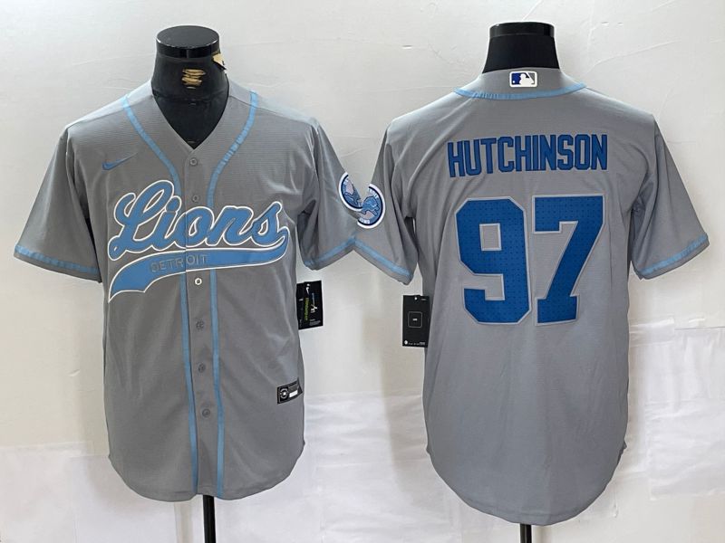 Men Detroit Lions 97 Hutchinson Grey Joint Name 2024 Nike Limited NFL Jersey style 1